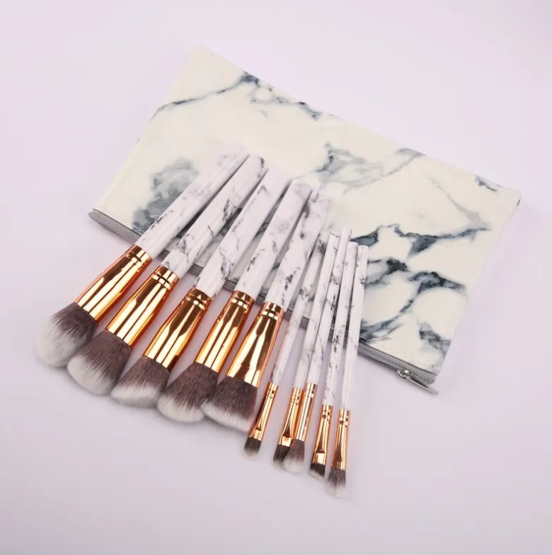 10 marble makeup brush sets