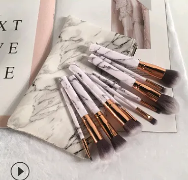 10 marble makeup brush sets