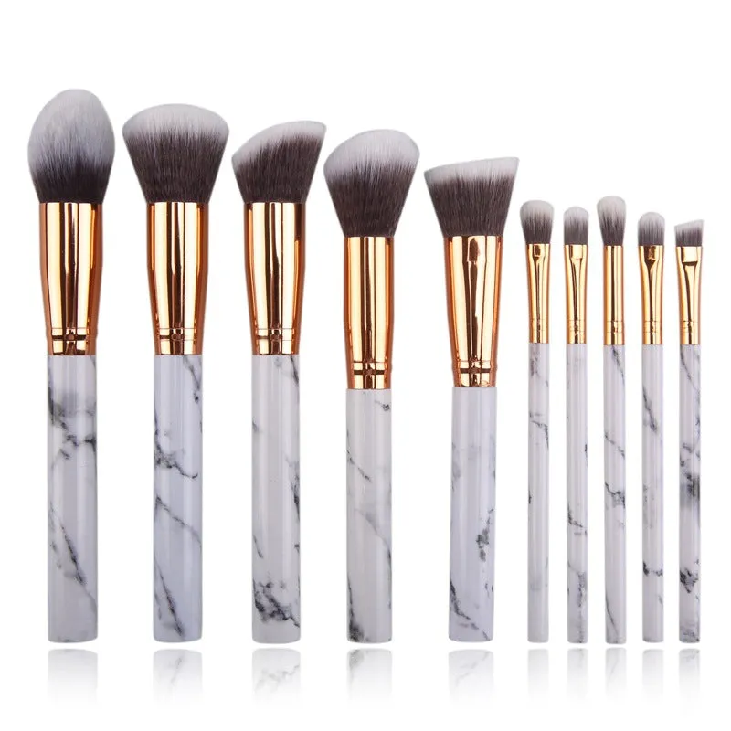 10 marble makeup brush sets