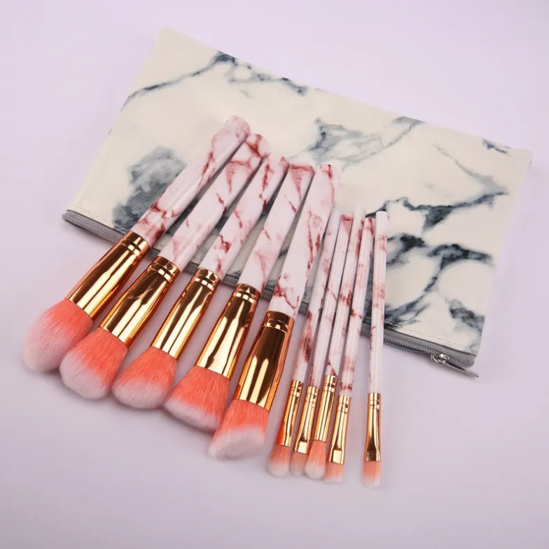 10 marble makeup brush sets