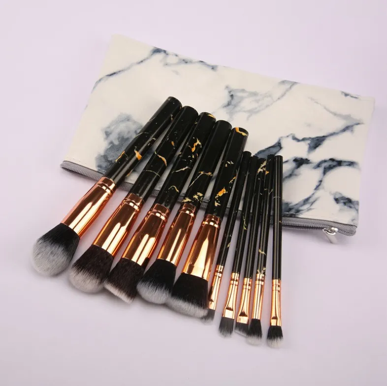 10 marble makeup brush sets