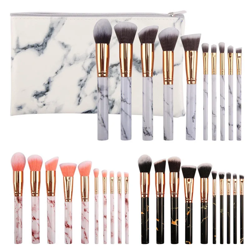 10 marble makeup brush sets