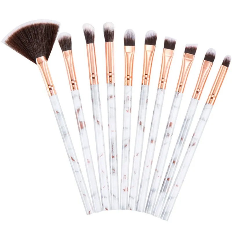 10 marble makeup brush sets