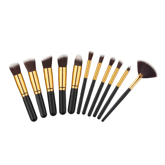 10 Pcs Silver/Golden Makeup Brushes Set pincel maquiagem Cosmetic Set