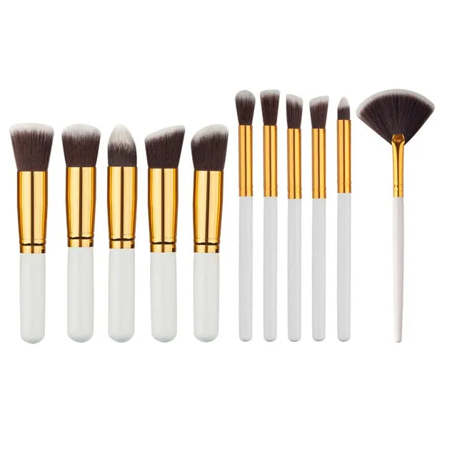 10 Pcs Silver/Golden Makeup Brushes Set pincel maquiagem Cosmetic Set