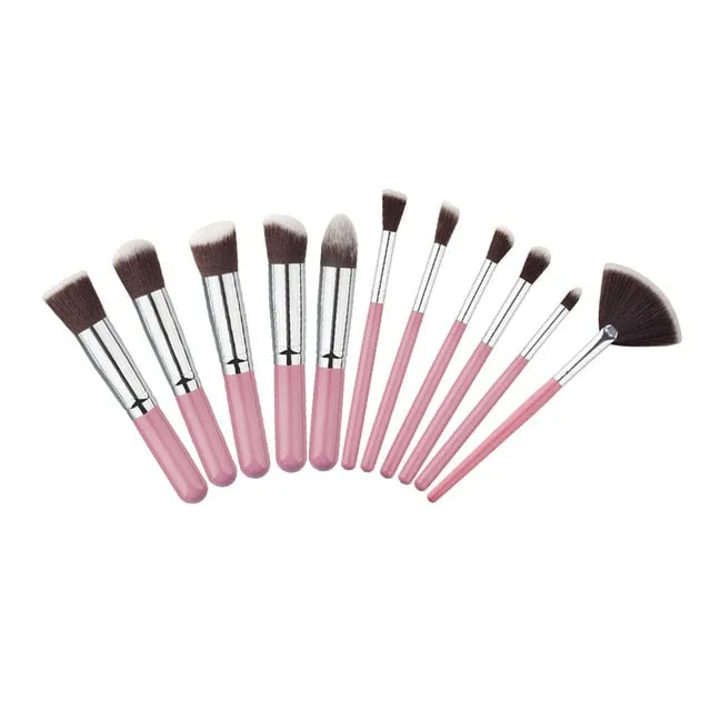 10 Pcs Silver/Golden Makeup Brushes Set pincel maquiagem Cosmetic Set