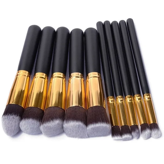 10 Pcs Silver/Golden Makeup Brushes Set pincel maquiagem Cosmetic Set