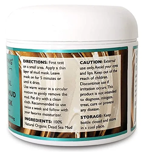 100% Pure Dead Sea Mud Facial Mask - 5 Minute Mask - No Ingredients Added - Face Mask For Skincare - Blackhead Remover - Anti-aging - Pore Minimizer