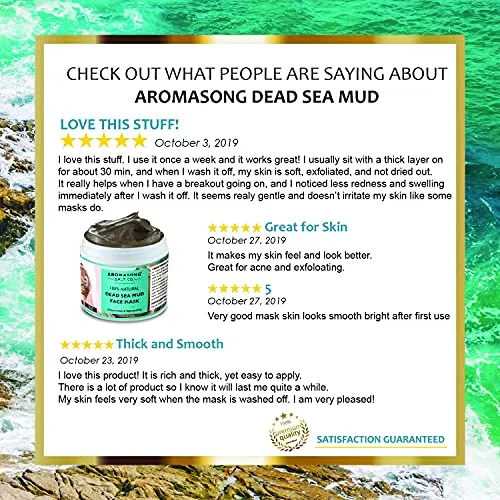 100% Pure Dead Sea Mud Facial Mask - 5 Minute Mask - No Ingredients Added - Face Mask For Skincare - Blackhead Remover - Anti-aging - Pore Minimizer