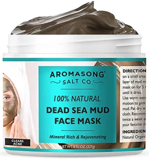 100% Pure Dead Sea Mud Facial Mask - 5 Minute Mask - No Ingredients Added - Face Mask For Skincare - Blackhead Remover - Anti-aging - Pore Minimizer