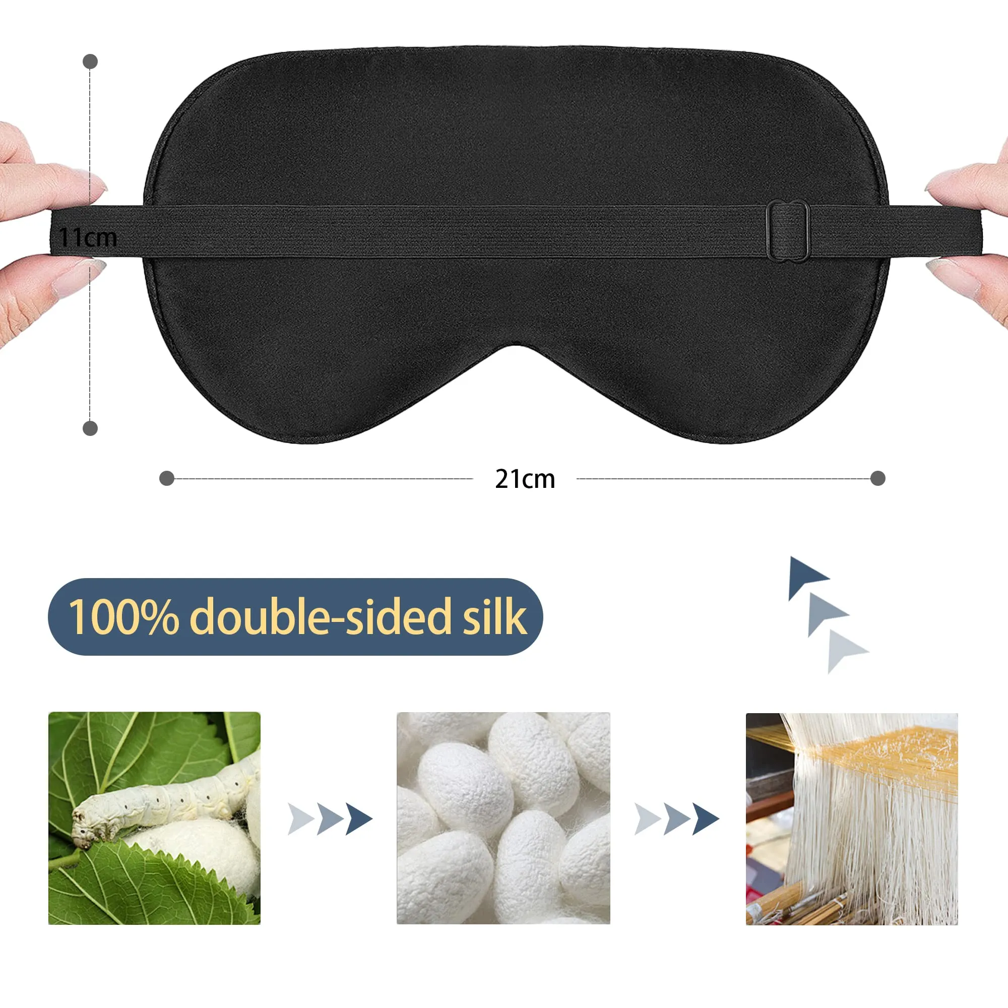 100% Silk Sleep mask with Adjustable Strap,Comfortable and Super Soft Eye mask Ultimate Sleeping aid,blindford Golden Moon Goldenmoon