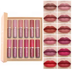 12-Piece Velvet Matte Liquid Lipstick Set - Waterproof, Long-Lasting, Non-Stick Gloss for Women