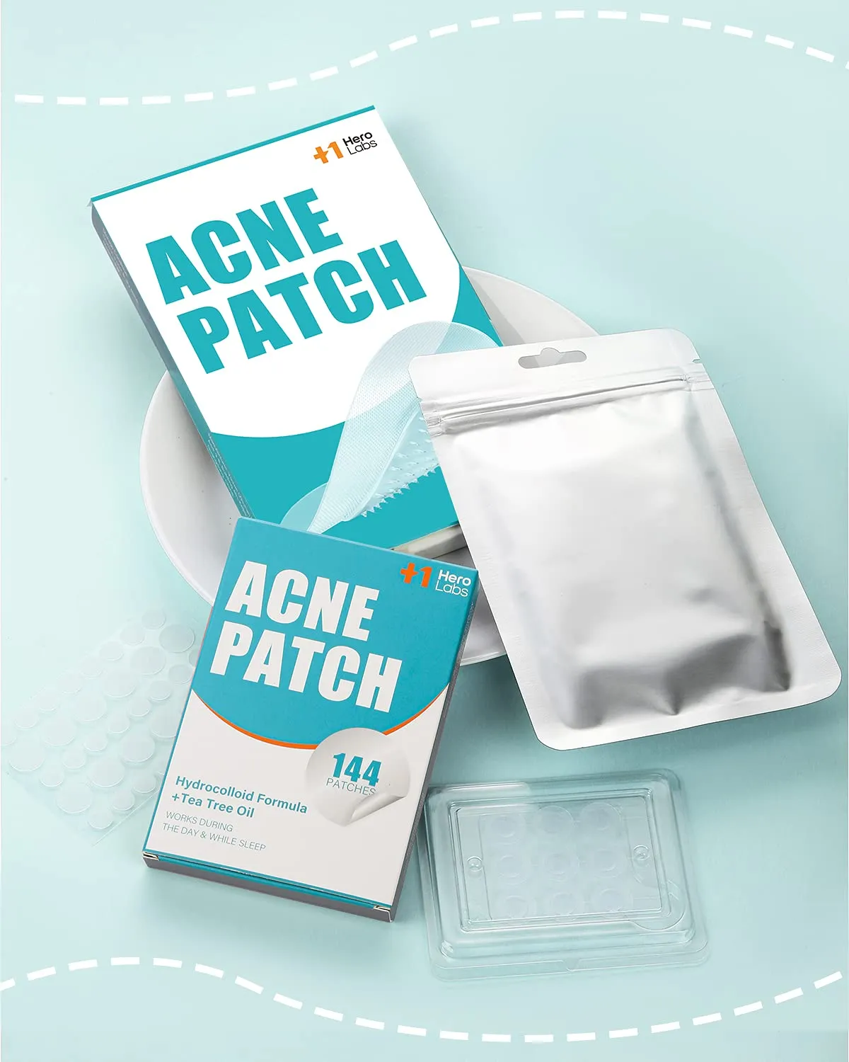  1HEROLABS Microdart Acne Patch (18 Patches) - Hyaluronate, Salicylic Acid, Vitamin C, Microdart Pimple Patch for Deep, Early Stage and Hidden Pimples (18 Count (Pack of 1))