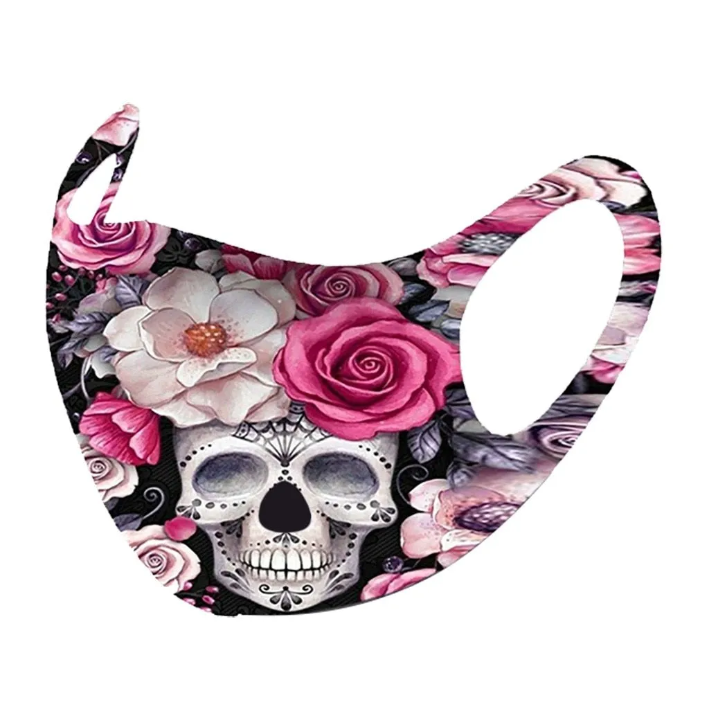 1pc Breathable Face Mask With Filter Cotton Printing Reusable Mask Face Mask Halloween Cosplay Unisex Mouth Cover Mascarillas