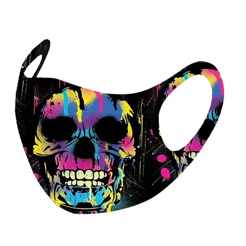 1pc Breathable Face Mask With Filter Cotton Printing Reusable Mask Face Mask Halloween Cosplay Unisex Mouth Cover Mascarillas