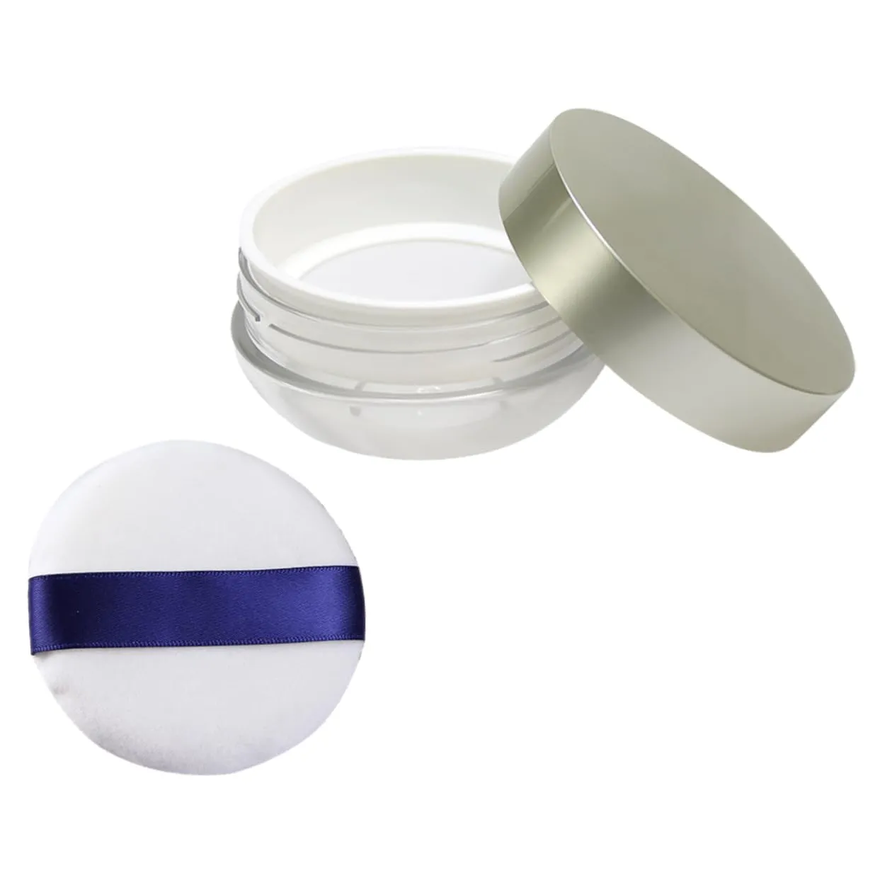 1pc Empty Loose Powder Case with Mesh Design Makeup Powder Container for Cosmetics Includes Puff for Home and Salon Use