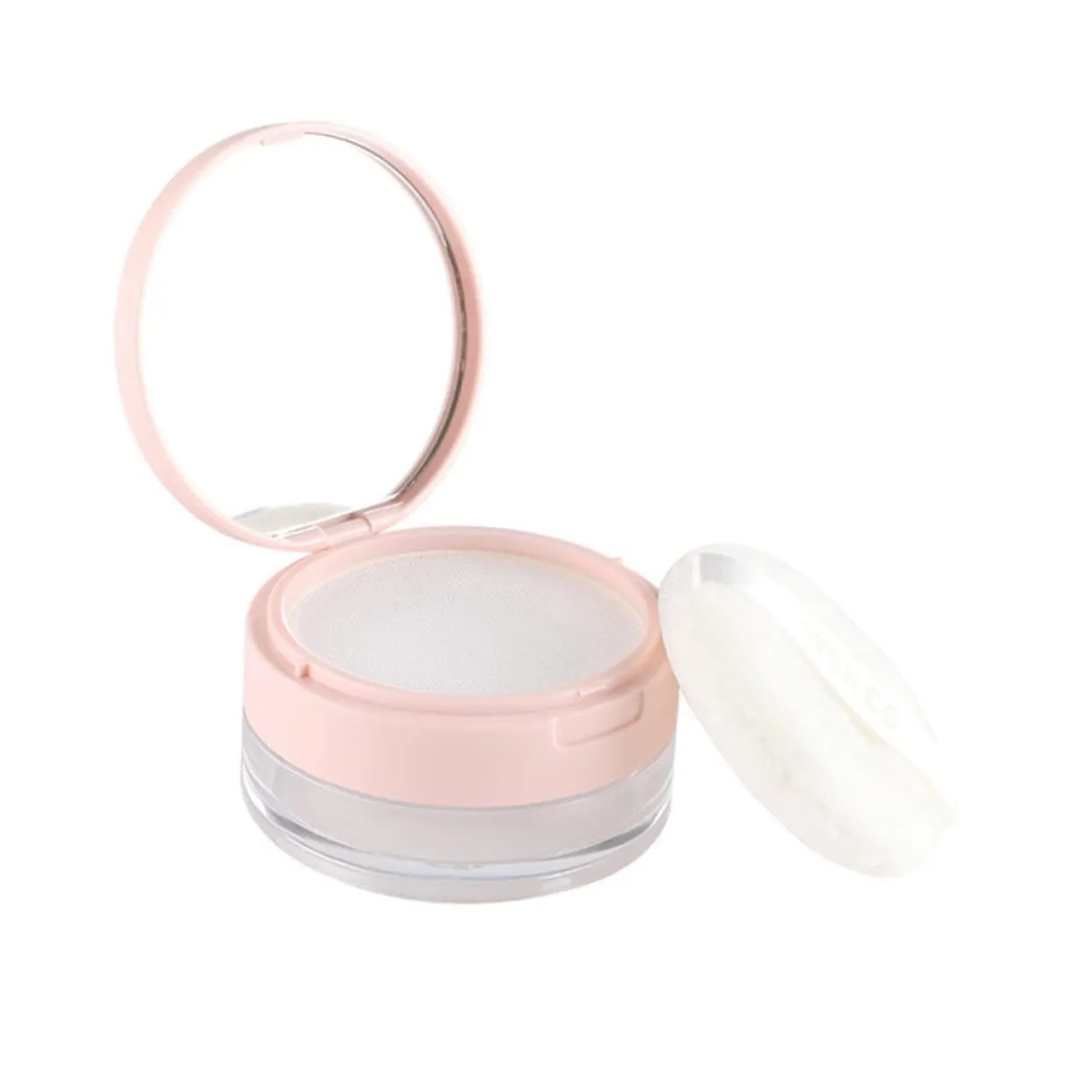 1set Empty Loose Powder Box with Puff Compact Makeup Holder for Women Travel-friendly Container with Mirror for Home Salon Go Use Lightweight Capacity