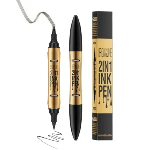 2 in 1 Eyebrow Microblading Pen, 2024 New 3D Microblading Eyebrow Pen Tattoo Pencil 4 Fork Tip, Waterproof Magic Microblading Eyebrow Pencil for Natural Makeup Last All Day - 9703#Grey