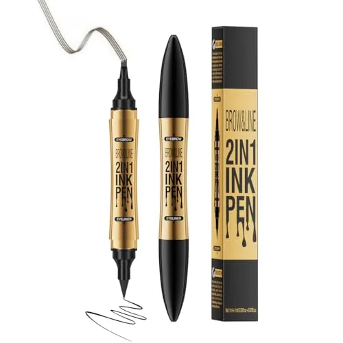 2 in 1 Eyebrow Microblading Pen, 2024 New 3D Microblading Eyebrow Pen Tattoo Pencil 4 Fork Tip, Waterproof Magic Microblading Eyebrow Pencil for Natural Makeup Last All Day - 9703#Grey