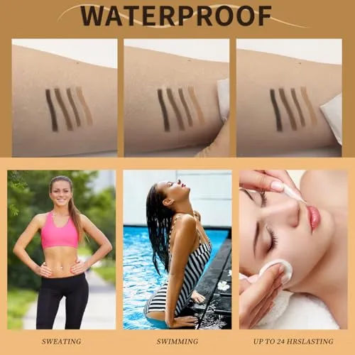 2 in 1 Eyebrow Microblading Pen, 2024 New 3D Microblading Eyebrow Pen Tattoo Pencil 4 Fork Tip, Waterproof Magic Microblading Eyebrow Pencil for Natural Makeup Last All Day - 9703#Grey