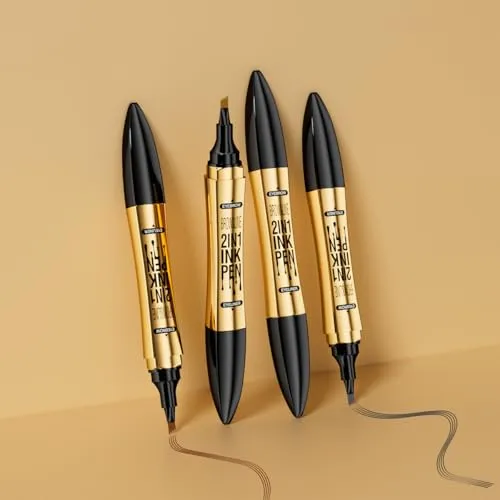 2 in 1 Eyebrow Microblading Pen, 2024 New 3D Microblading Eyebrow Pen Tattoo Pencil 4 Fork Tip, Waterproof Magic Microblading Eyebrow Pencil for Natural Makeup Last All Day - 9703#Grey