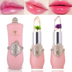 2 Pack Crystal Flower Jelly Lipstick,Magic Color Changing Lipstick,PH Clear Temperature Color Changing Lip Gloss,Lip Balm,Long Lasting Nourishing Moisturizing Lip Stick Set(Set C)