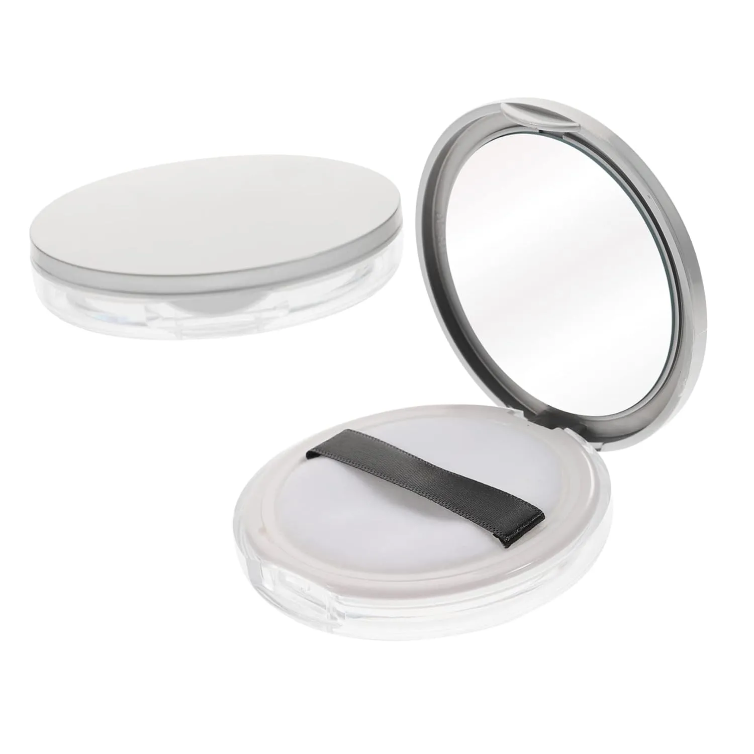 2 Pack Empty Powder Puff and Container Loose Powder Box with Travel Size Compact for Cosmetics