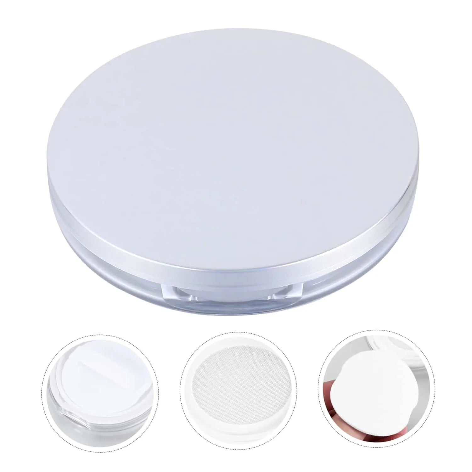 2 Pack Empty Powder Puff and Container Loose Powder Box with Travel Size Compact for Cosmetics