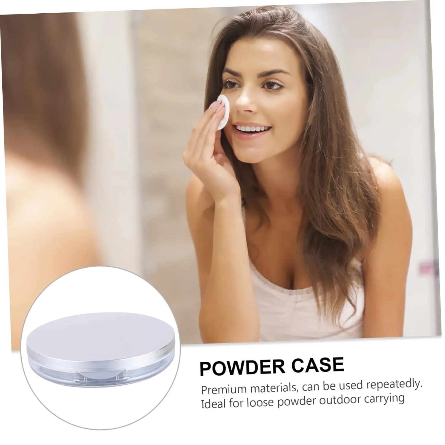 2 Pack Empty Powder Puff and Container Loose Powder Box with Travel Size Compact for Cosmetics