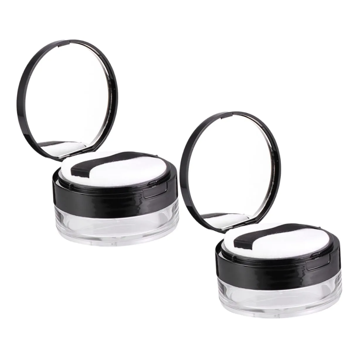 2 Sets Portable Loose Powder Case Mirror Elastic Mesh Sub Boxes Empty Powder Box for Storage Refillable Compact Powder Box Simple Makeup Accessory