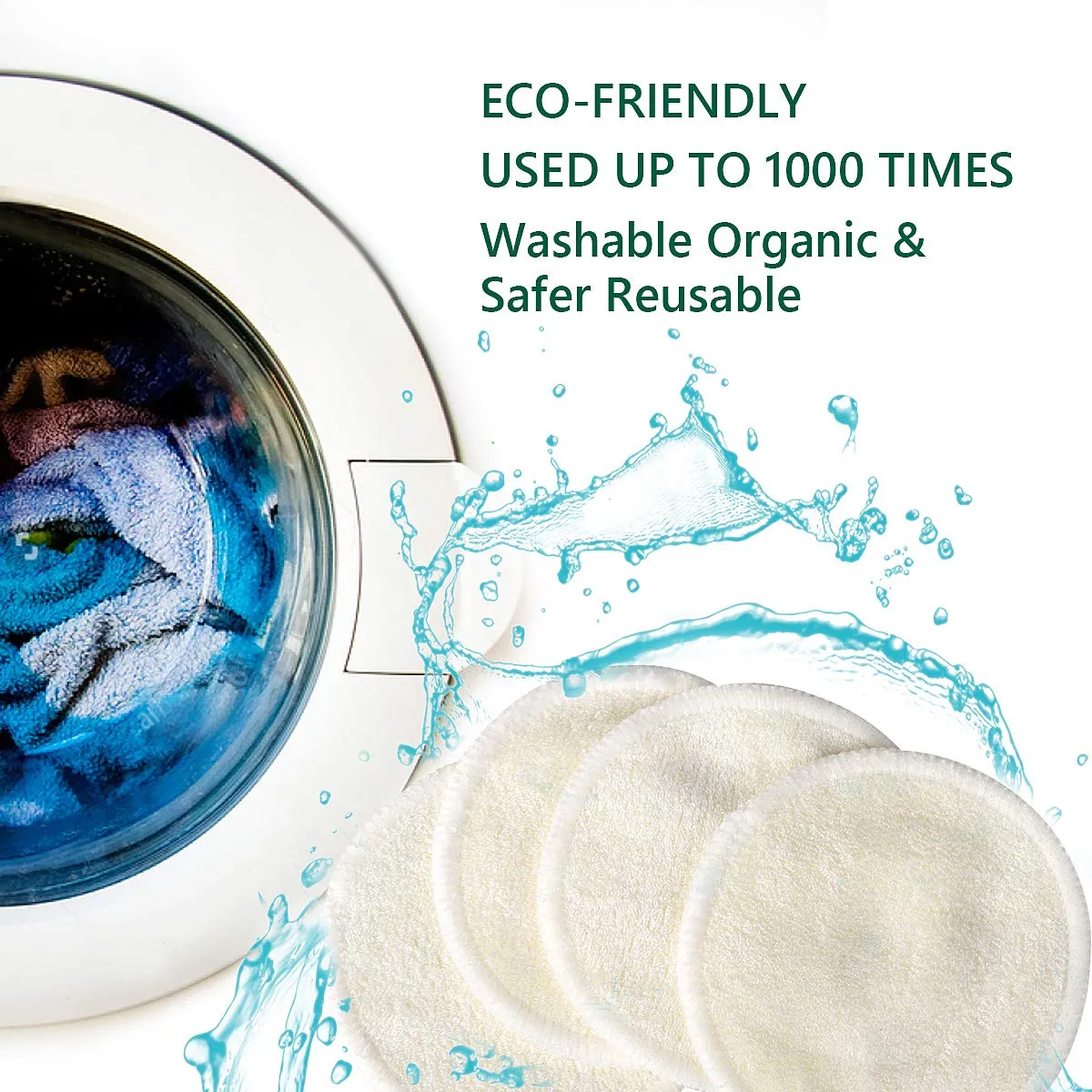 20 Pack Reusable Cotton Face Pads, Washable Bamboo makeup Remover Rounds with Cotton Mesh Laundry Bag, Soft for Adults and Kids Skin Care