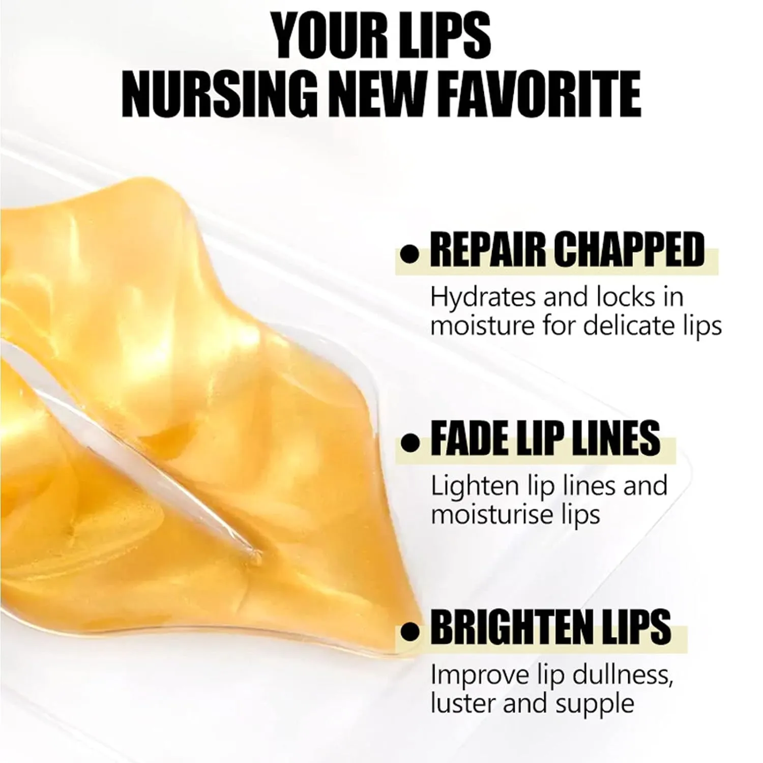 24K Gold Collagen Hyaluronic Acid Lip Mask (10 pieces)