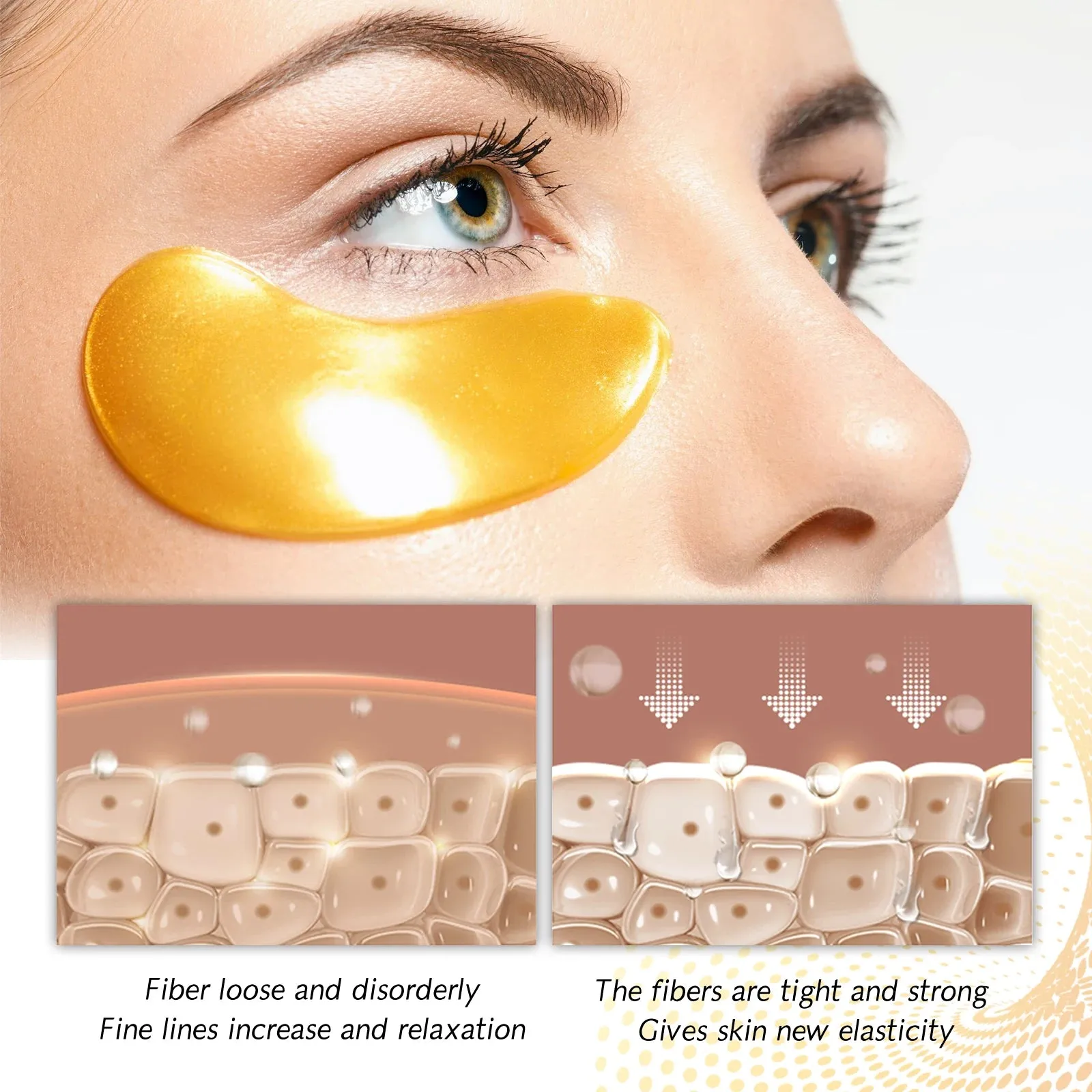 24k Gold Eye Mask Natural Extracts for Puffy Eyes, Fine Lines, Wrinkles, and Dark Circles