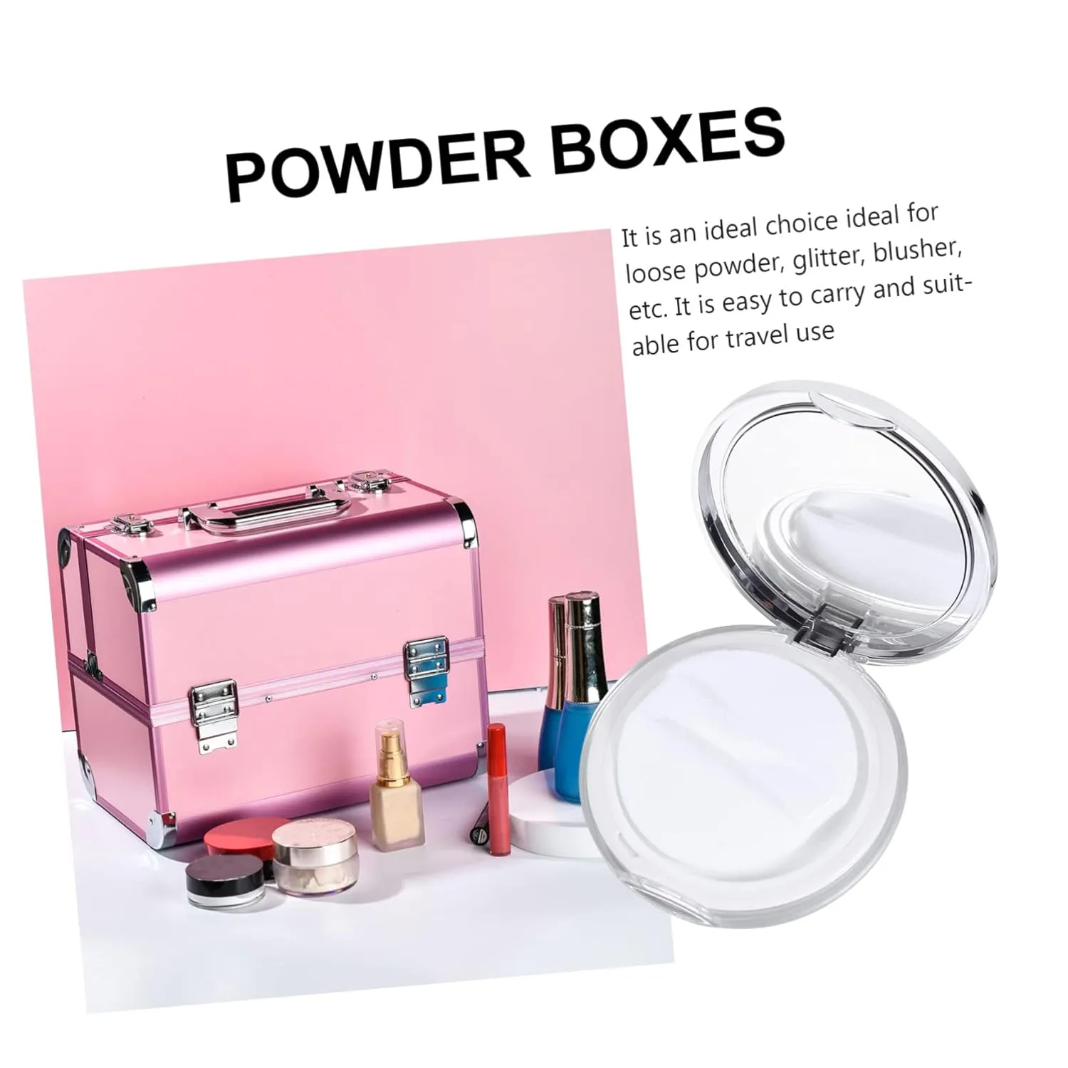 2pcs 5g Loose Powder Compact Refillable Makeup Case Lightweight Compact Travel Size