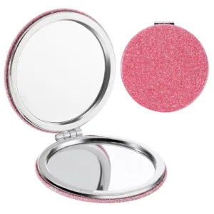 2pcs Compact Mirror Small Travel Magnifying Mirror Handheld Pocket Portable Mini Vanity Mirror Makeup Bag for Purse Double Sided Cute Hand Foldable Mirrors for Women Purse Must Haves Round Pink