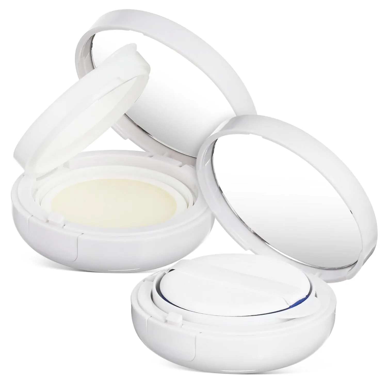 2pcs Cushion Foundation Container Elegant Design Sturdy Multi-purpose Makeup Powder Case with Mirror for Travel Use for Loose Powder and Foundation
