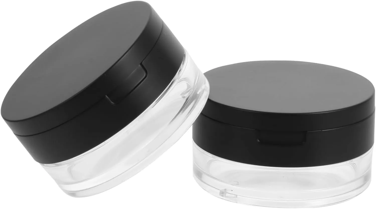 2pcs Empty Case Portable Makeup Container Mirror Reusable Loose Box for Travel and Daily Use Compact Design to Prevent Spillage Black