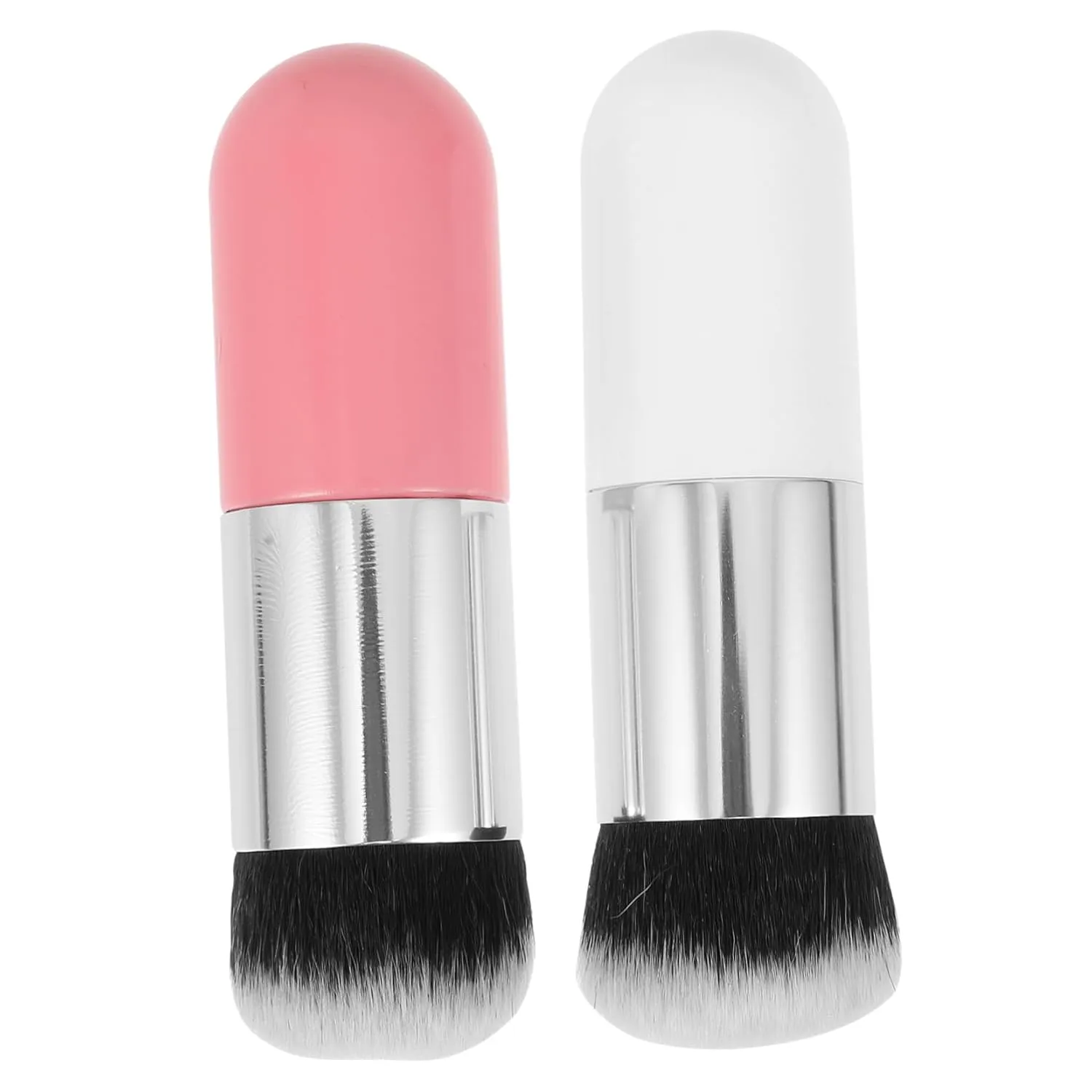 2Pcs Fluffy Loose Powder and Foundation Brush Synthetic Hair Cosmetics Makeup Brushes for Liquid and Cream Application for Blending Contouring and Highlighting