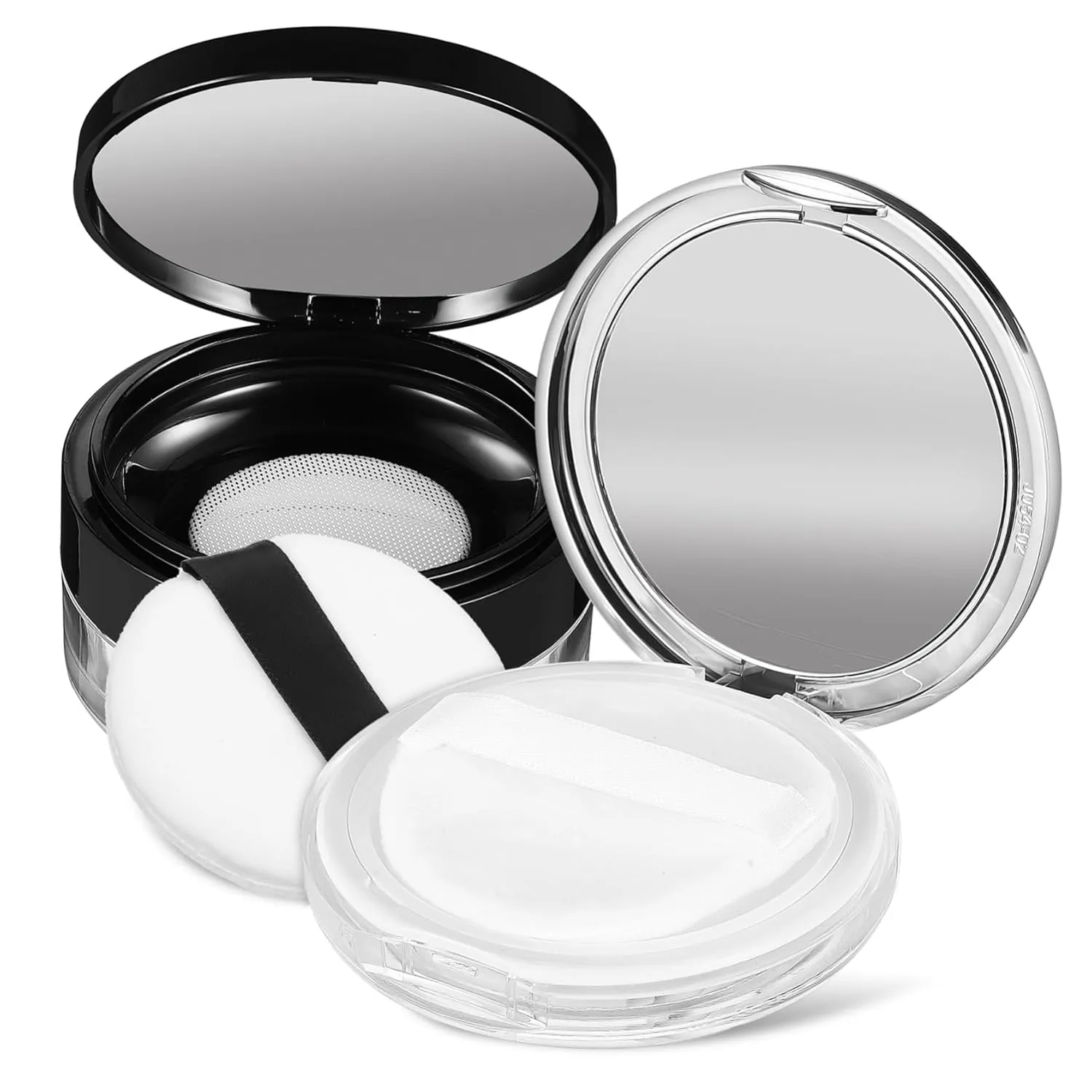 2pcs Loose Powder Compact Cases with Puff Skin-friendly Powder Dispenser for Easy Makeup Application Versatile Containers for All Powdery Cosmetics Compact for Daily Use