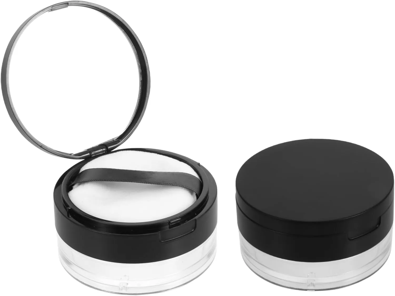 2Pcs Makeup Case Portable Empty Container with Mirror Travel Friendly Design for Loose and Pressed Lightweight and Compact for Daily Use Black