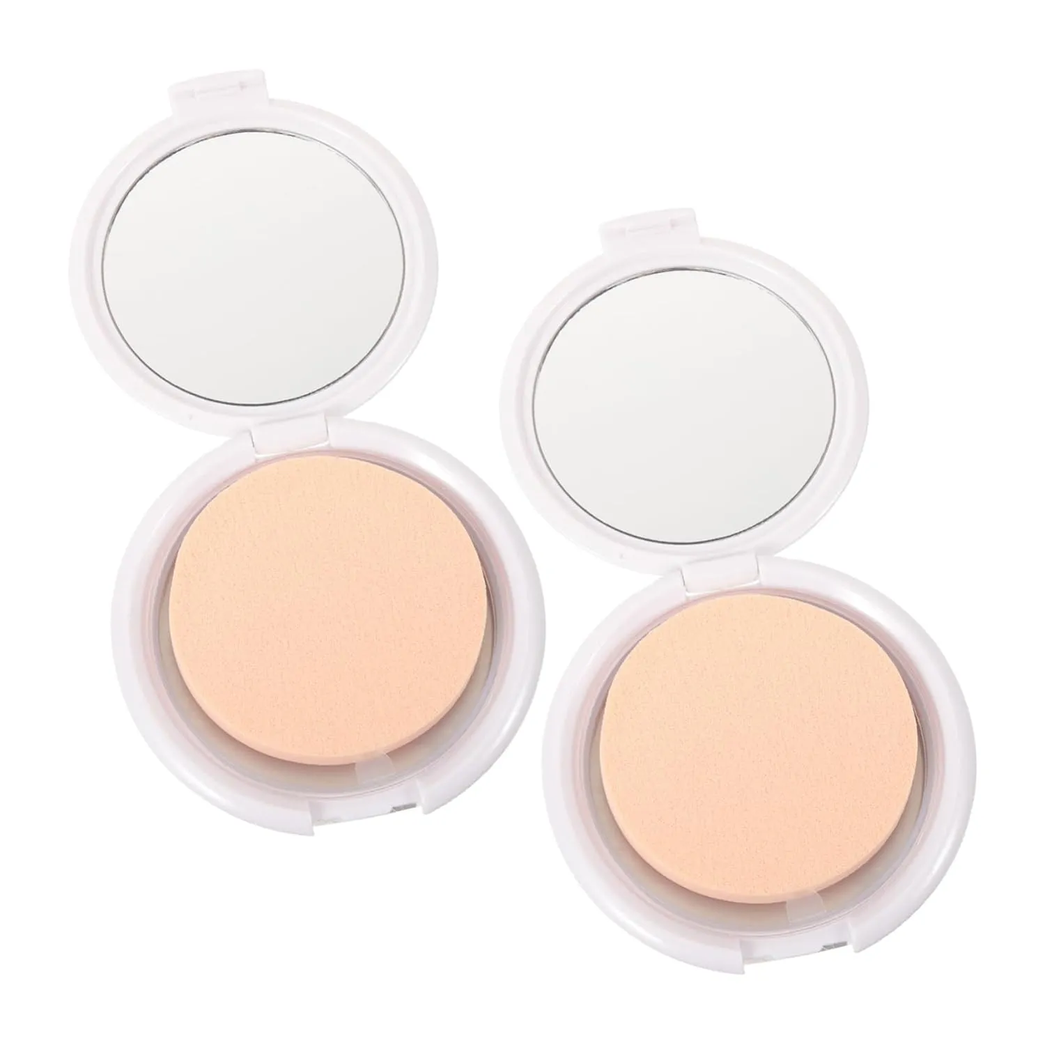 2pcs Portable Makeup Powder Container with Puff Travel Compact Foundation Box for Loose Powder Magnetic Design with Mirror