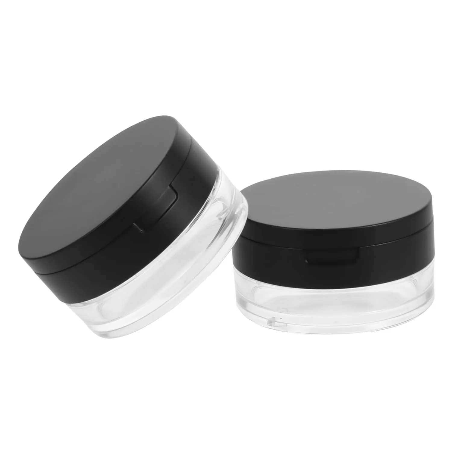 2pcs Reusable Box Mirror Portable Loose Case for Travel Compact Storage Black Makeup Container Easy to Refill Friends