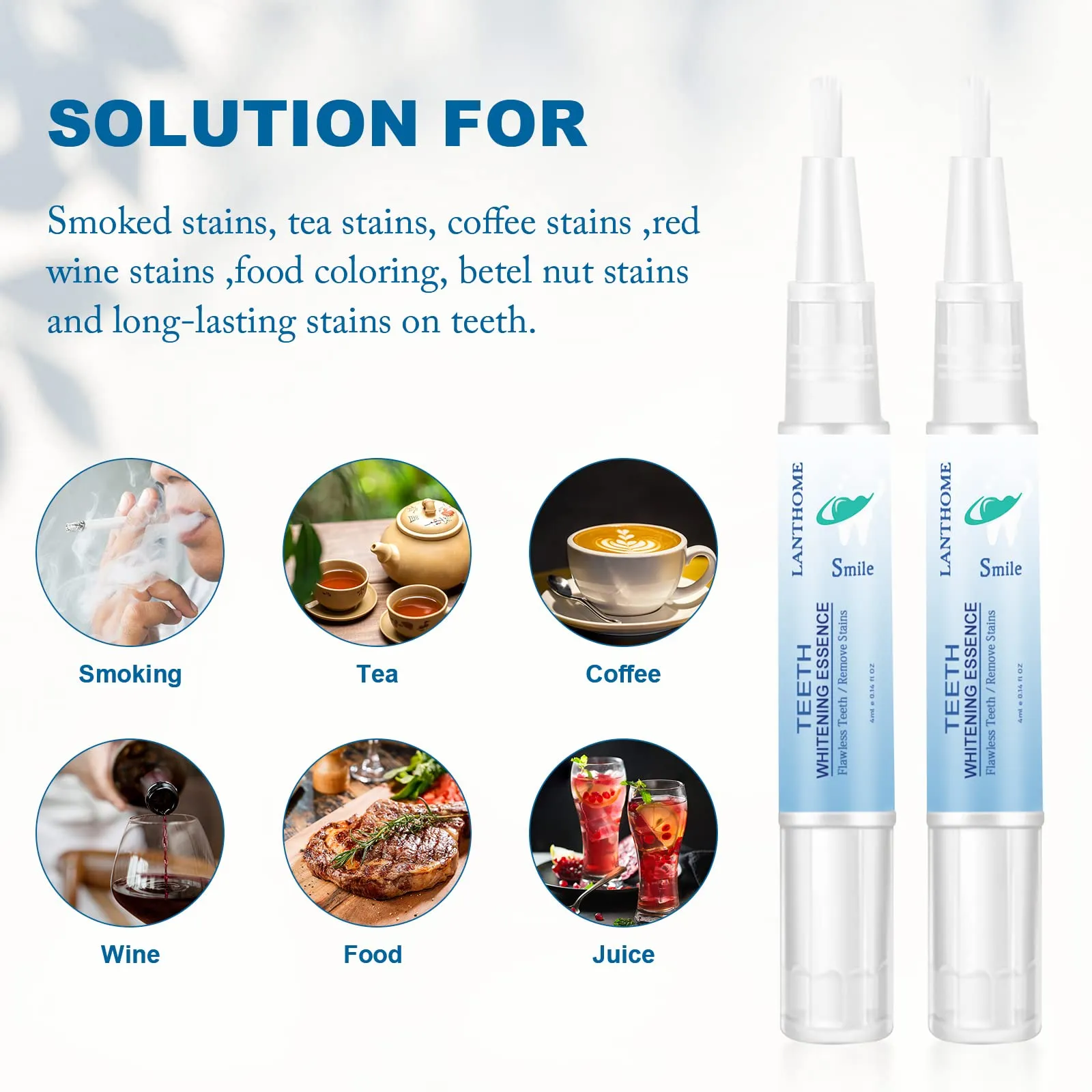 2PCS Teeth Whitening Essence, Teeth Whitening Pen, Instant Teeth Stain Remover Pen, Teeth Whitening Essence Pen, Intensive Stain Removal Teeth Reduce Yellowing