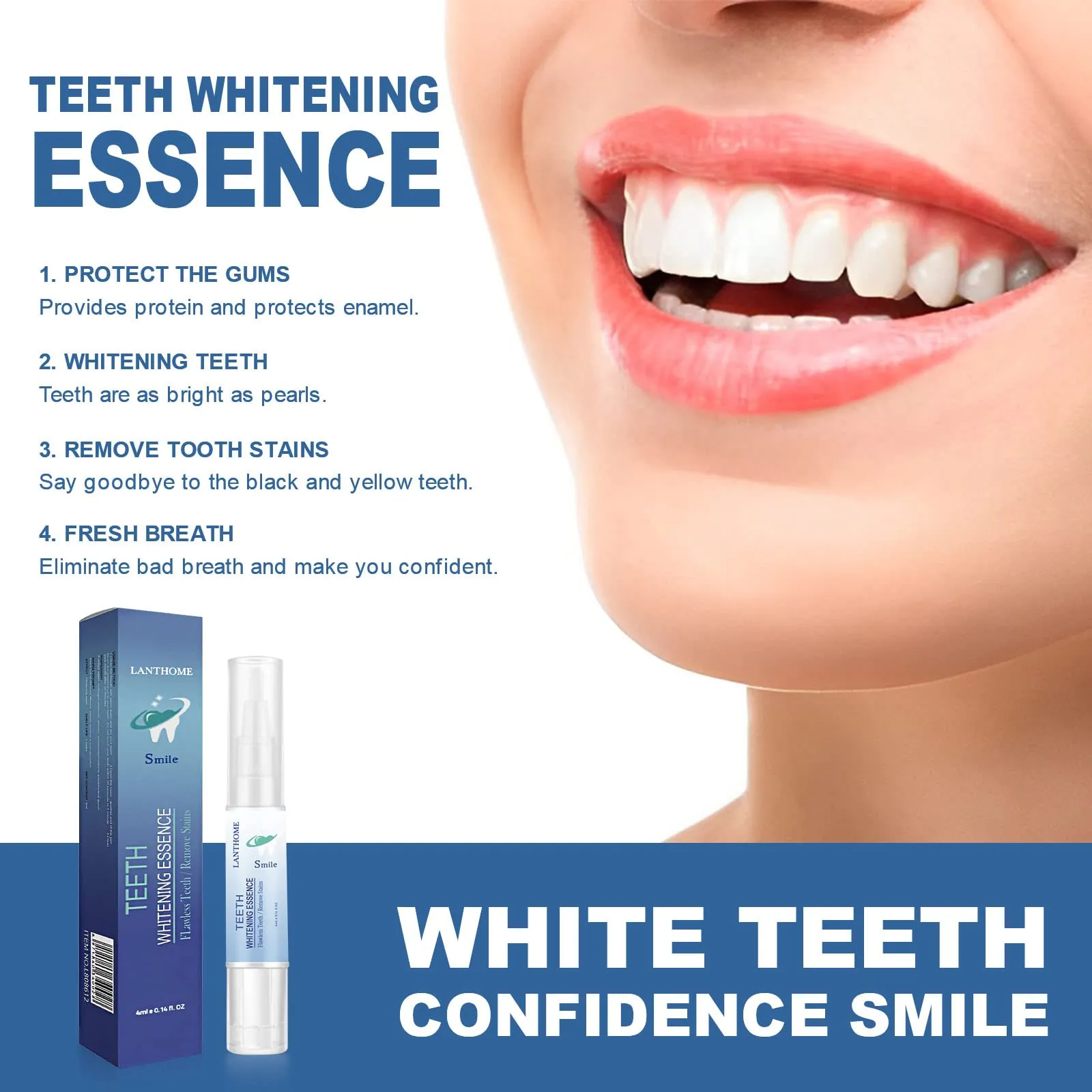 2PCS Teeth Whitening Essence, Teeth Whitening Pen, Instant Teeth Stain Remover Pen, Teeth Whitening Essence Pen, Intensive Stain Removal Teeth Reduce Yellowing