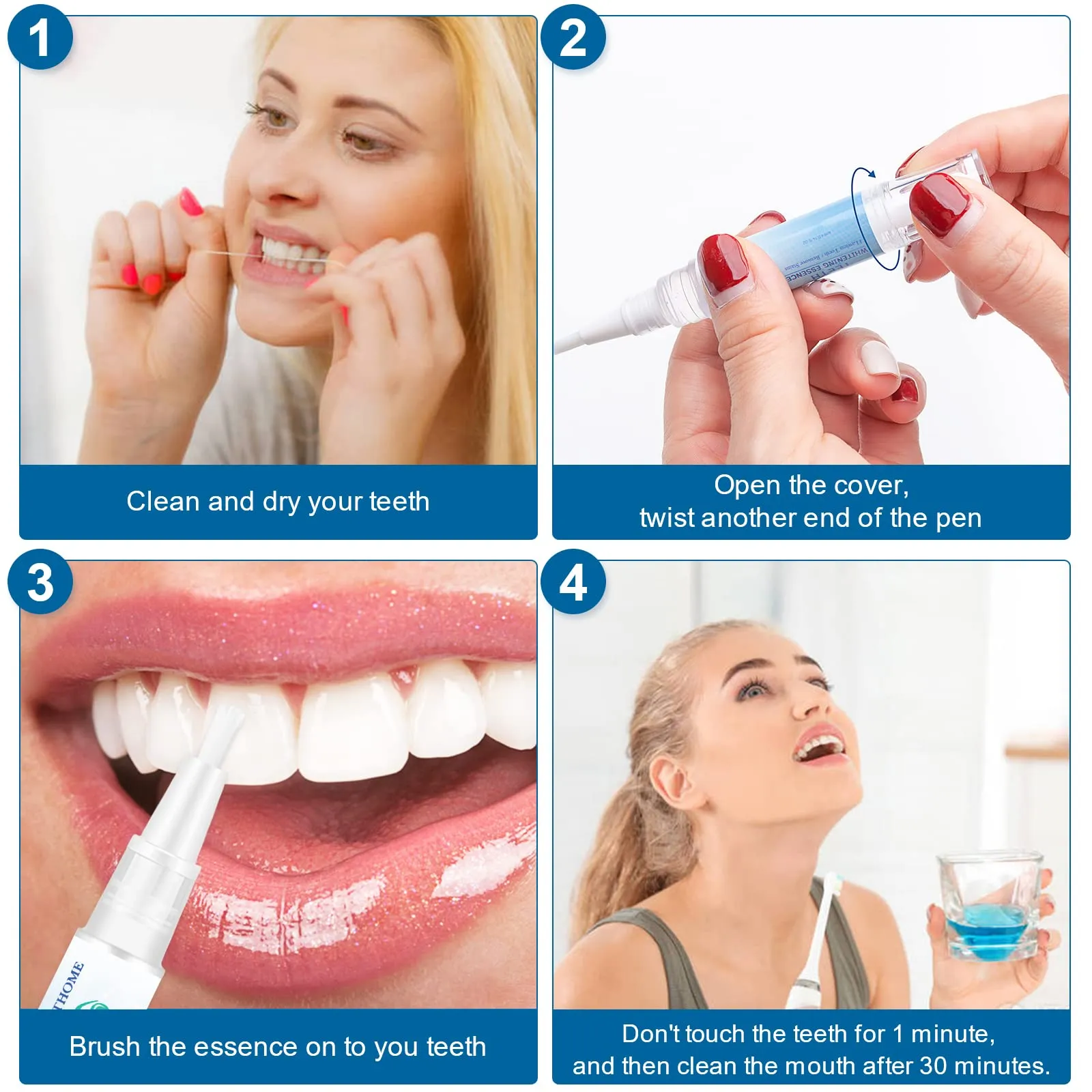 2PCS Teeth Whitening Essence, Teeth Whitening Pen, Instant Teeth Stain Remover Pen, Teeth Whitening Essence Pen, Intensive Stain Removal Teeth Reduce Yellowing