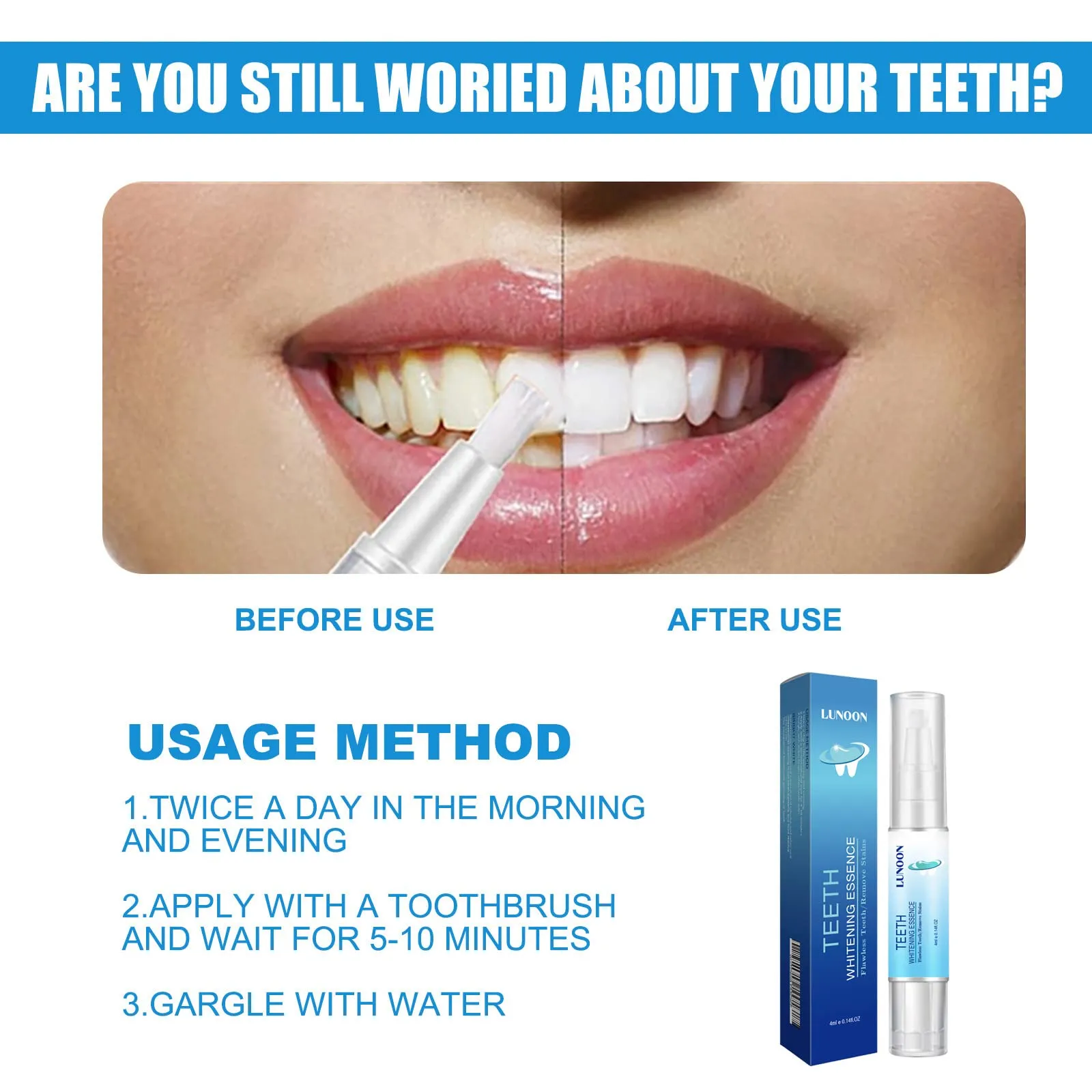 2PCS Teeth Whitening Essence,Teeth Whitening Pen,Teeth Whitening Kit,Teeth Whitening Gel with Soft Toothbrush,No Sensitivity,Easy to Use,Natural Mint Flavor(A) A