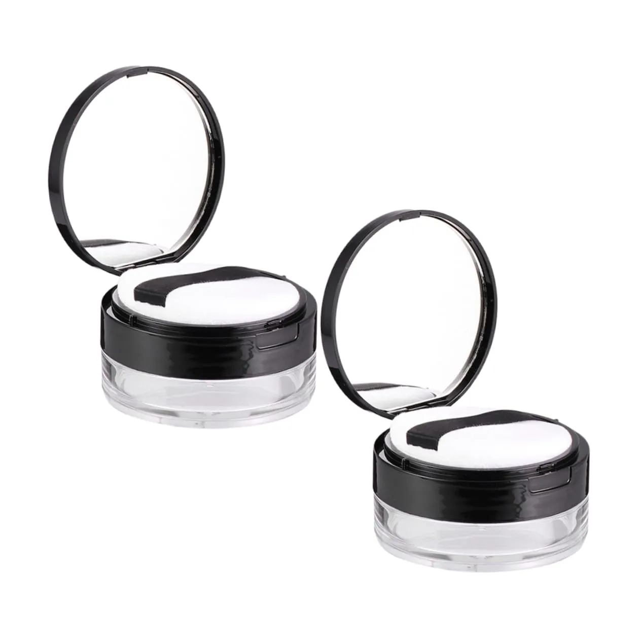 2sets Portable Loose Powder Box Built Mirror and Elastic Mesh Sifter Travel Makeup Container for Loose Powder Compact Design for and Storage