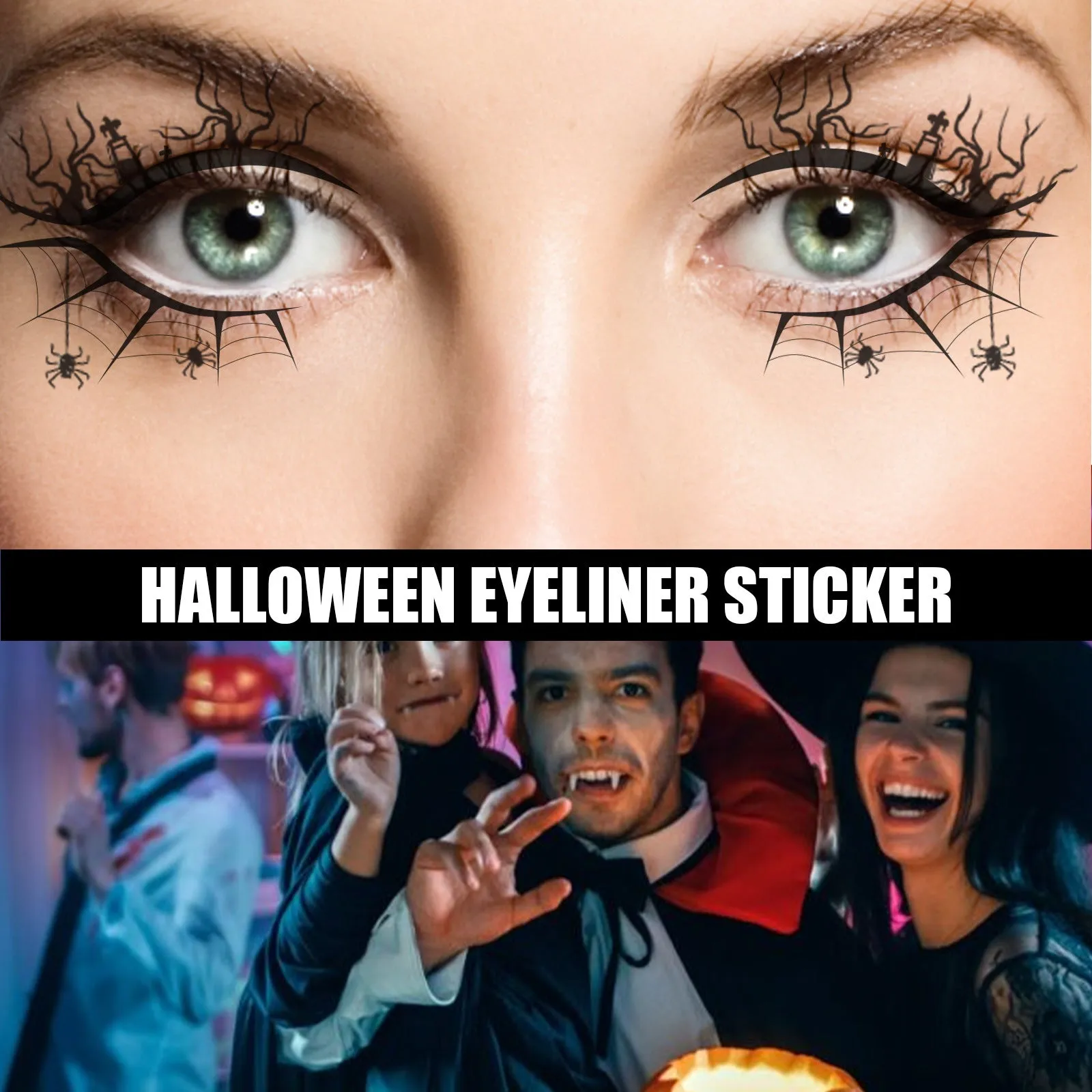 2x Halloween Xmas Christmas Gifts Decoration Eelhoe Eyeliner Stickers Horror Fashion Party Makeup Tools