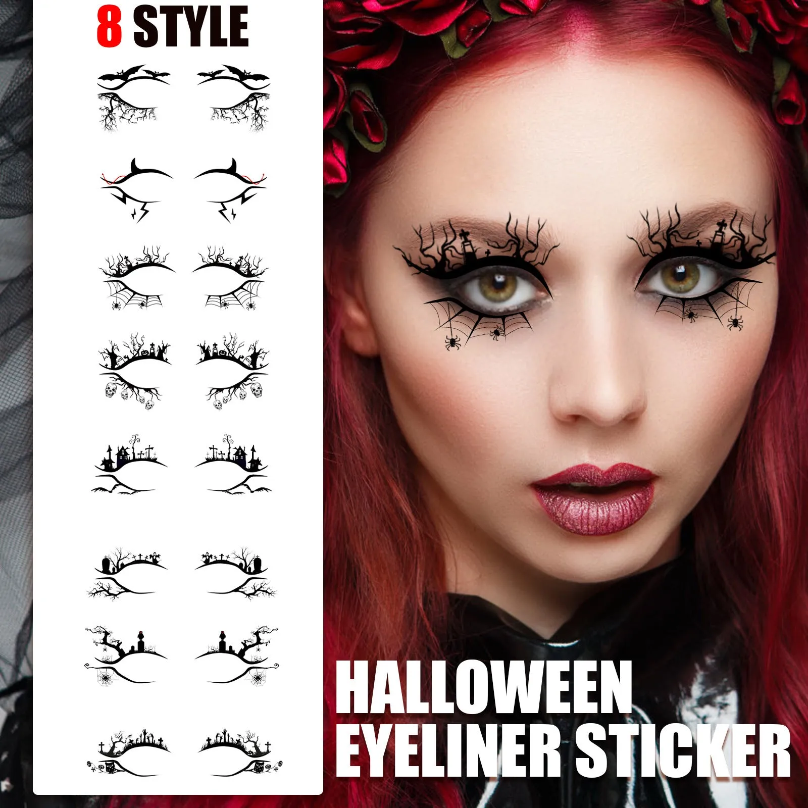 2x Halloween Xmas Christmas Gifts Decoration Eelhoe Eyeliner Stickers Horror Fashion Party Makeup Tools