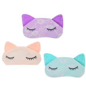 3 Colors 3 Packs Cute Kids Masks Soft Fluffy Animal Cat Eye Mask for Sleeping Travel Breathable Eyeshade Cartoon Sleeping Mask 3 Count (Pack of 1)
